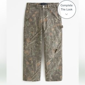 ABERCROMBIE AND FITCH Baggy workwear pant in olive green camo